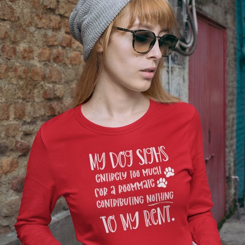 Dog Mom Funny Custom Photo Womens Long Red T_Shirt