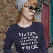 Dog Mom Funny Custom Photo Women's Navy Long