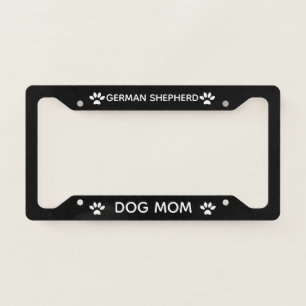 Dog Mom German Shepherd Paws Black  License Plate Frame