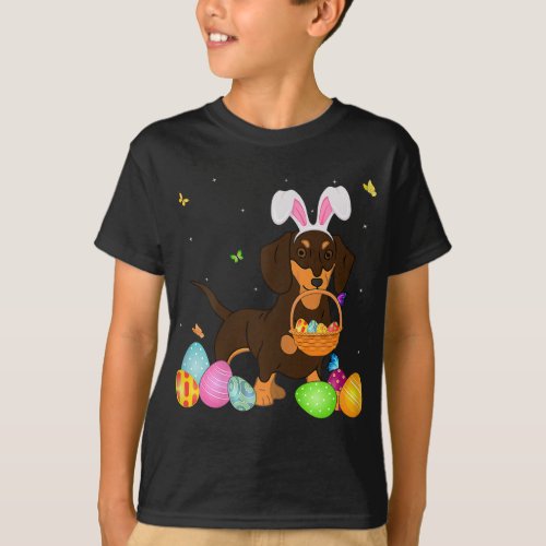 Dog Mom Gift Cute Bunny Dachshund Eggs Easter Day T_Shirt