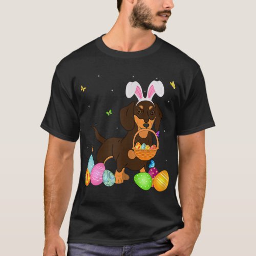 Dog Mom Gift Cute Bunny Dachshund Eggs Easter Day T_Shirt