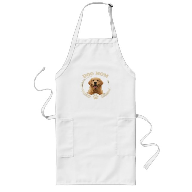 Dog Mom — Golden Retriever Portrait Tee Long Apron (Front)