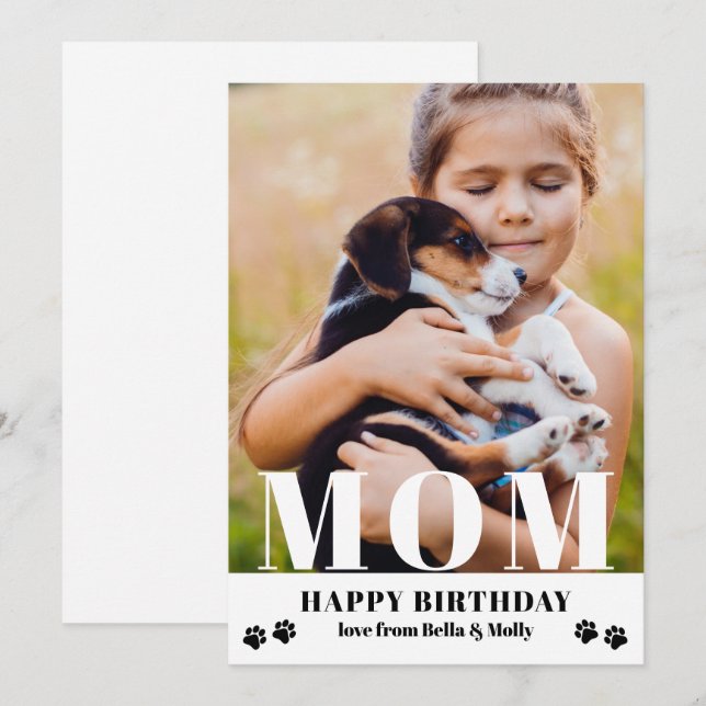 Dog Mom Happy Birthday Modern Personalized Photo (Front/Back)