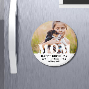 Dog Mom Happy Birthday Modern Personalized Photo Magnet