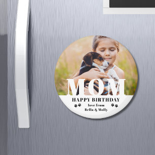 Dog Mom Happy Birthday Modern Personalized Photo Magnet