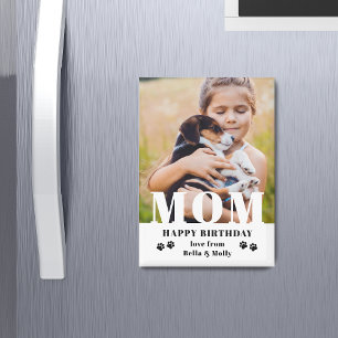 Dog Mom Happy Birthday Modern Personalized Photo Magnet