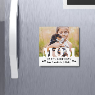 Dog Mom Happy Birthday Modern Personalized Photo Magnet