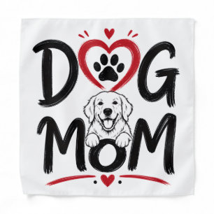 Dog Mom Heart & Cute Dog Proud Pet Mom Design Bandana