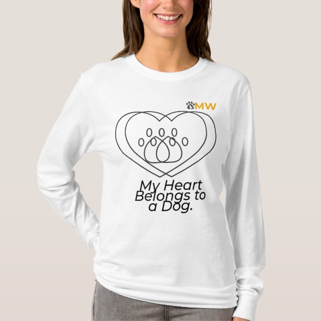 Dog Mom Heart Shirt – Chic Double Heart Long Sleev (Front)
