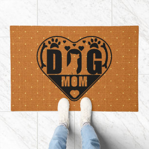 Dog Mom Hearts Paw Prints Bones Typography Doormat