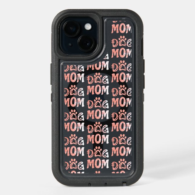 Dog Mom iPhone 15 Case (Back (Black))