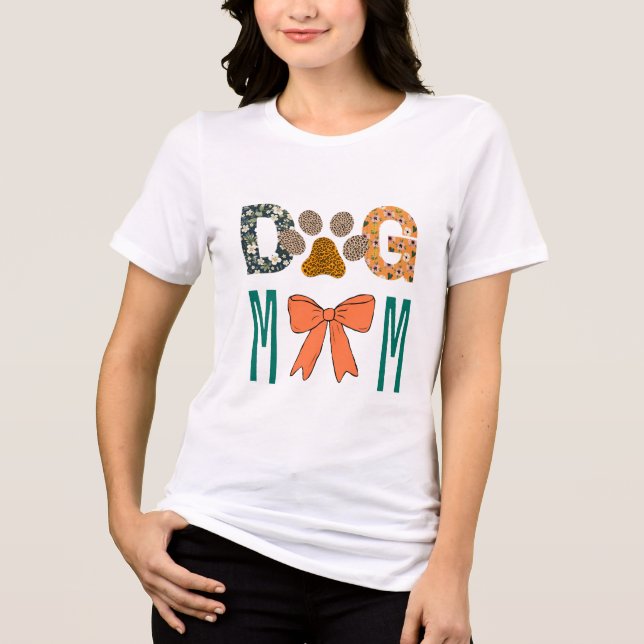 Dog Mom Leopard Paw Print/ Cute Dog Lover Apparel  Tri-Blend Shirt (Front)