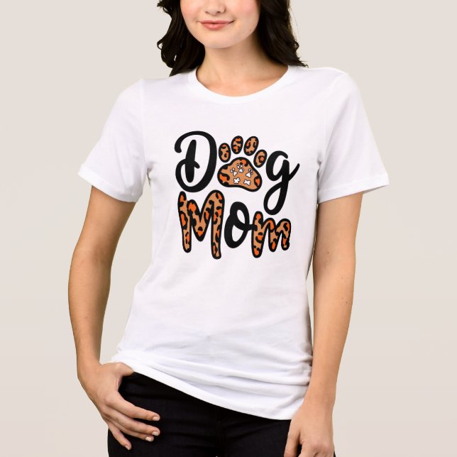 Dog Mom Leopard Paw Print Tee (Front)