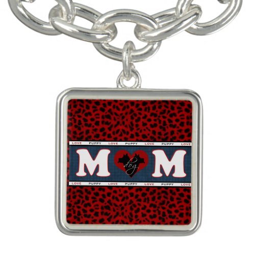 Dog Mom Leopard Print Charm Bracelet