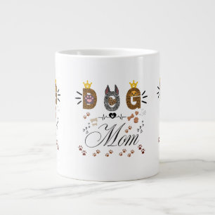 Dog Mom Leopard Print Paw Design/Leopard Dog Mom Giant Coffee Mug