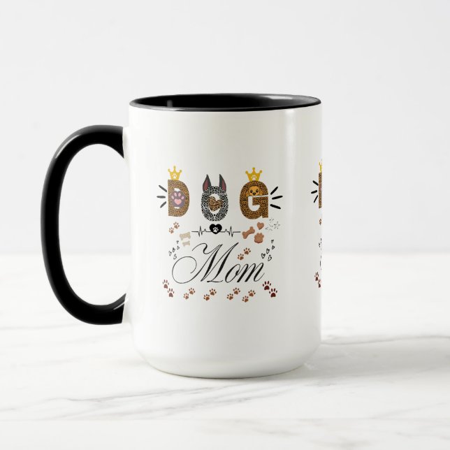 Dog Mom Leopard Print Paw Design/Leopard Dog Mom Mug (Left)