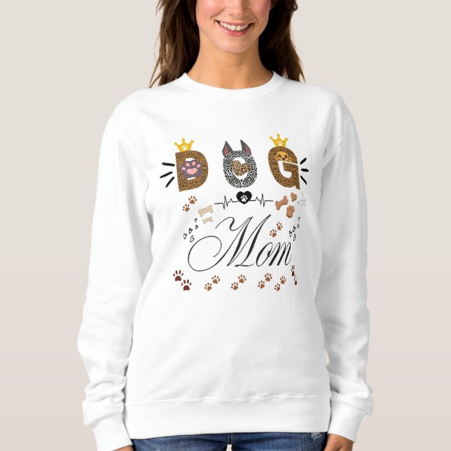 Dog Mom Leopard Print Paw Design/Leopard Dog Mom Sweatshirt (Front)