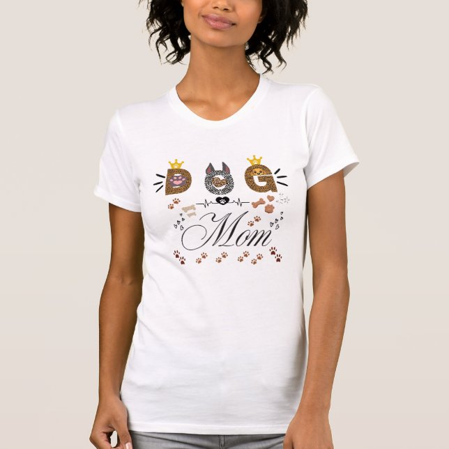 Dog Mom Leopard Print Paw Design/Leopard Dog Mom T-Shirt (Front)