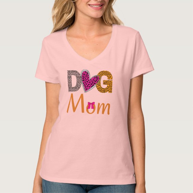 Dog Mom Leopard  Print /Trending Dog Lover Gift T-Shirt (Front)