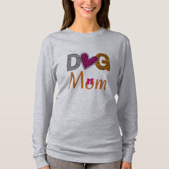 Dog Mom Leopard Print/Trending Dog  Lover Gift T-Shirt (Front)
