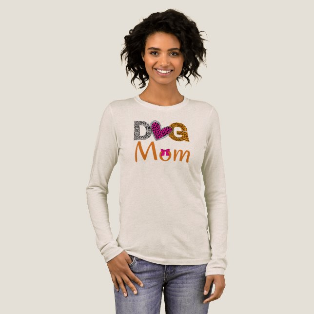 Dog Mom Leopard Print /Trending Dog Lover Gift Tri-Blend Shirt (Full Front)