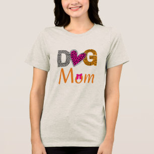 Dog Mom Leopard Print/Trending Dog  Lover Gift Tri-Blend Shirt