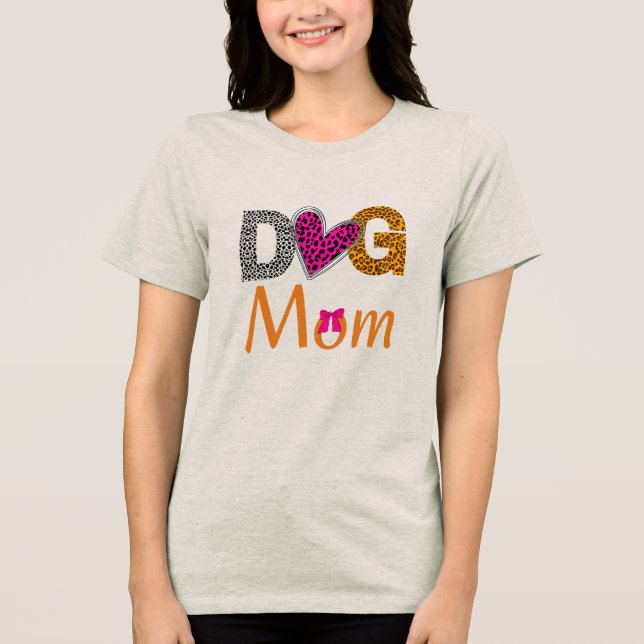 Dog Mom Leopard Print/Trending Dog  Lover Gift Tri-Blend Shirt (Front)