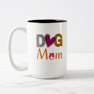 Dog Mom Leopard Print/Trending Dog Lover Gift Two-Tone Coffee Mug