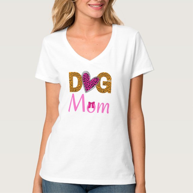 Dog Mom Leopard Print/Trending Dog Lover T-Shirt (Front)