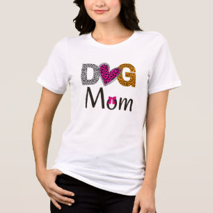 Dog Mom Leopard  Print/Trending Dog Lover Tri-Blend Shirt