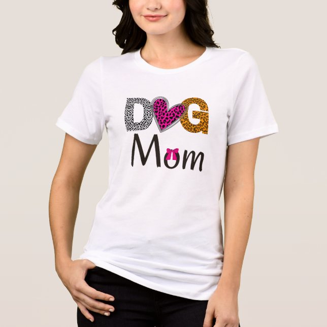 Dog Mom Leopard  Print/Trending Dog Lover Tri-Blend Shirt (Front)