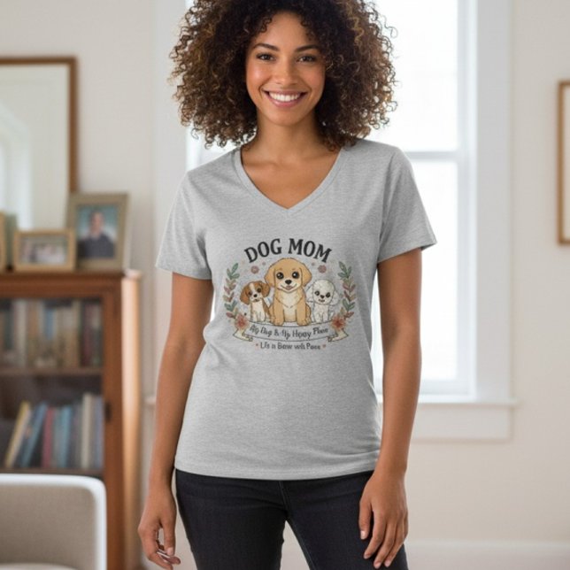 Dog Mom Life Better With Paws V-Neck T-Shirt (Creator Uploaded)