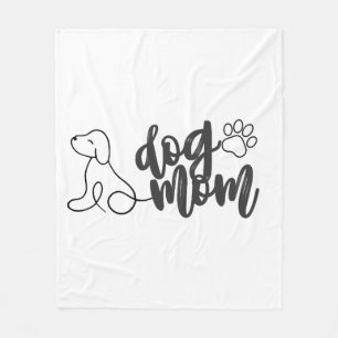 Dog Mom Line Art Design Minimalist Dog Lover Fleece Blanket