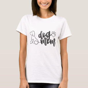 Dog Mom Line Art Design Minimalist Dog Lover T-Shirt