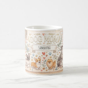 Dog Mom Living Room with Custom Name Coffee Mug
