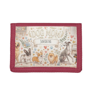 Dog Mom Living Room with Custom Name Tri-fold Wallet