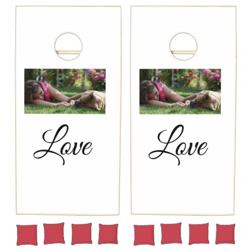 Dog mom love add name text pet name lovers cornhole set