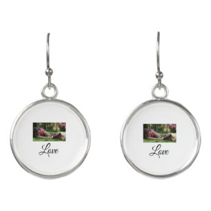 Dog mom love add name text pet name lovers earrings