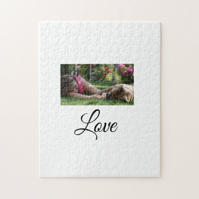 Dog mom love add name text pet name lovers jigsaw puzzle (Vertical)