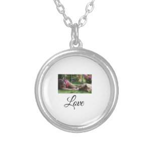 Dog mom love add name text pet name lovers silver plated necklace