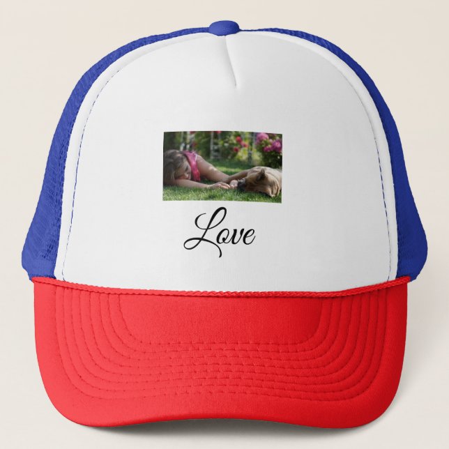 Dog mom love add name text pet name lovers trucker hat (Front)