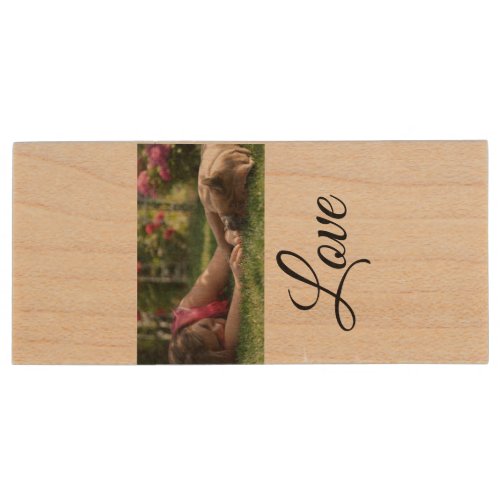 Dog mom love add name text pet name lovers wood flash drive