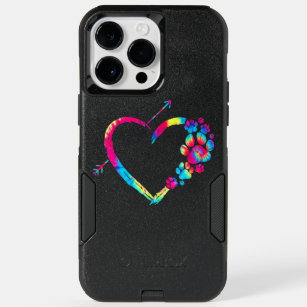 Dog Mom Love Dogs Paw Print Heart Tie Dye Mothers  OtterBox iPhone 14 Pro Max Case