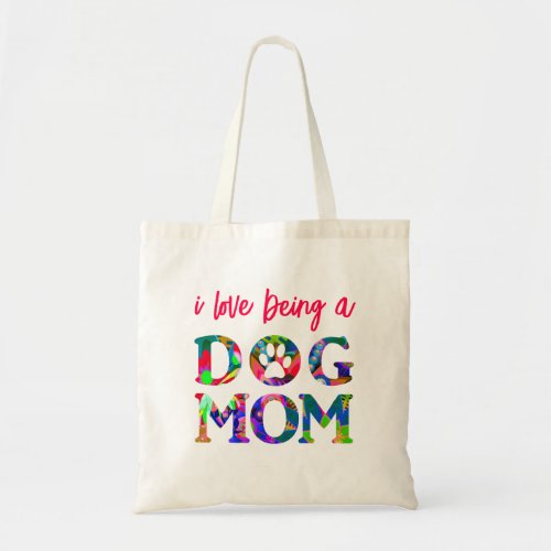 Dog Mom Love Text Art Personalized Tote Bag