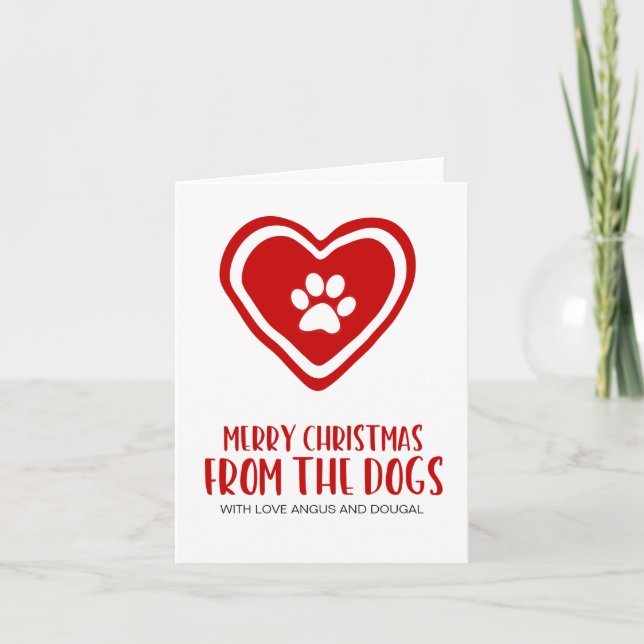 Dog Mom Merry Christmas from the Dogs Xmas Card (Front)