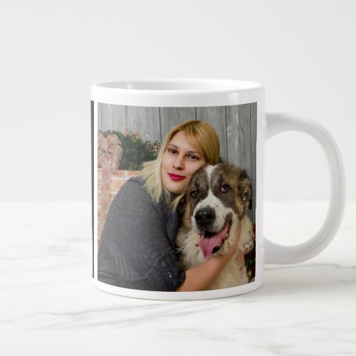 Dog Mom Modern Two  Custom Photo Giant Coffee Mug