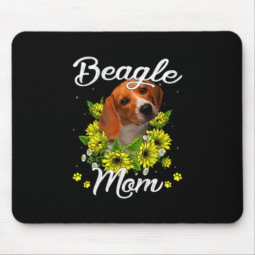 Dog Mom Mors Day Sunflower Beagle Mom  Mouse Pad