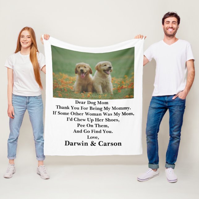 Dog Mom Mothers Customized Photo Mom Throw Blanket (In Situ)