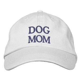 Dog Mom navy blue typography elegant simple custom Embroidered Baseball Cap