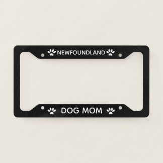 Dog Mom Newfoundland Paws Black License Plate Frame